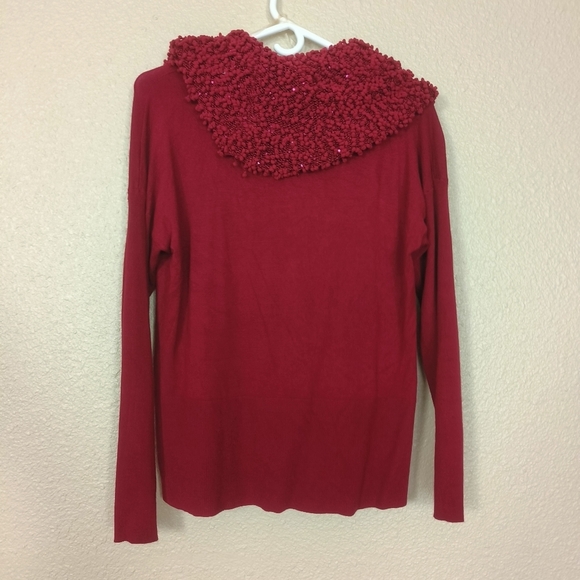 Gaby & Eden Red blouse-style sweater with fallen turtleneck with sequins size L - Picture 2 of 10